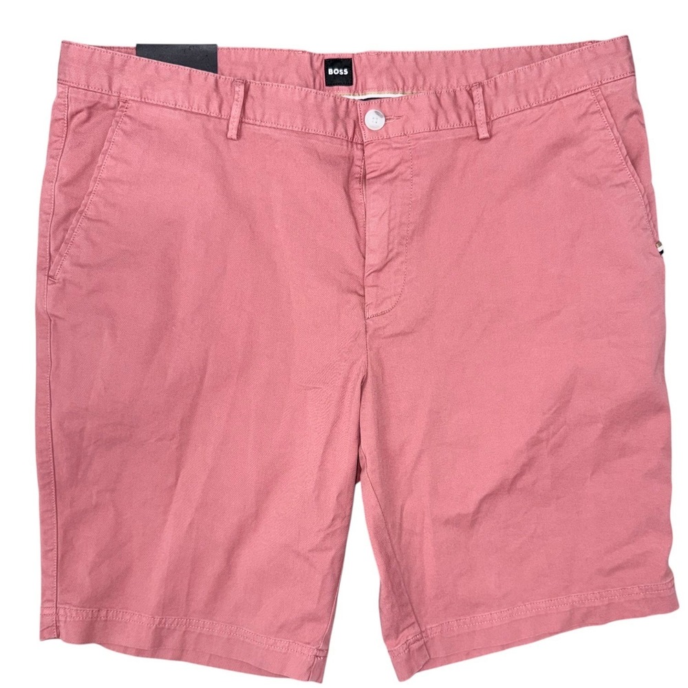 Hugo Boss Mens 40Waist Slim Fit Slice Shorts Open Pink Stretch Cotton Gaberdine